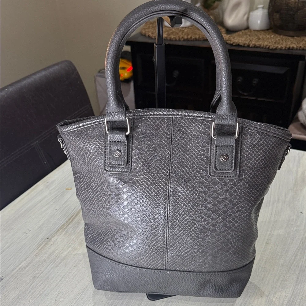 Thirty-One Gray Textured Tote/Crossbody Bag